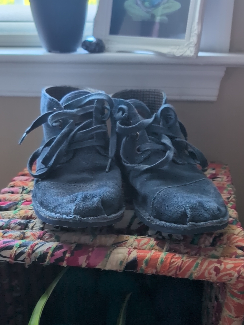 Blue Suede Lace-Up Shoes